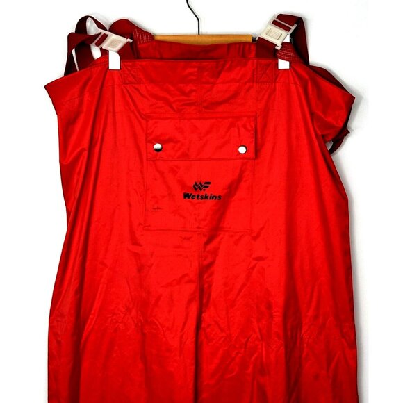 Vintage Wetskins Mens Overall Bib PVC Waterproof Workwear Jumpsuit Red Large - Picture 3 of 11